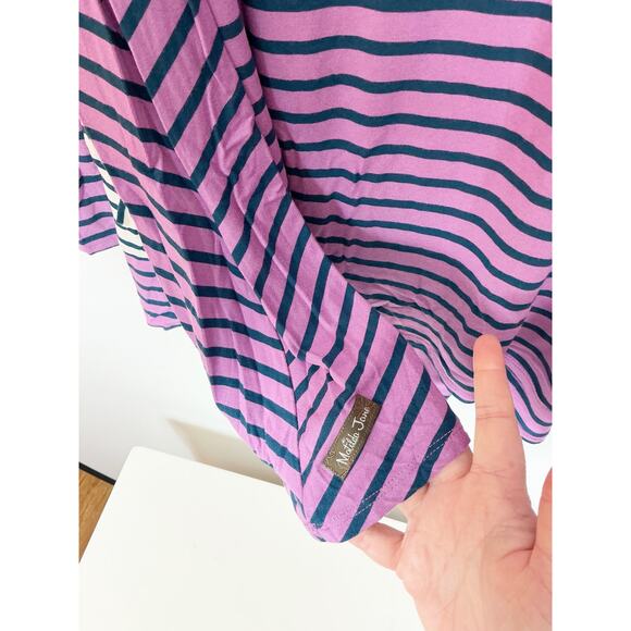 Matilda Jane Womens No Limitations Tunic Shirt Purple Navy Stripe Pockets Large - Picture 4 of 5